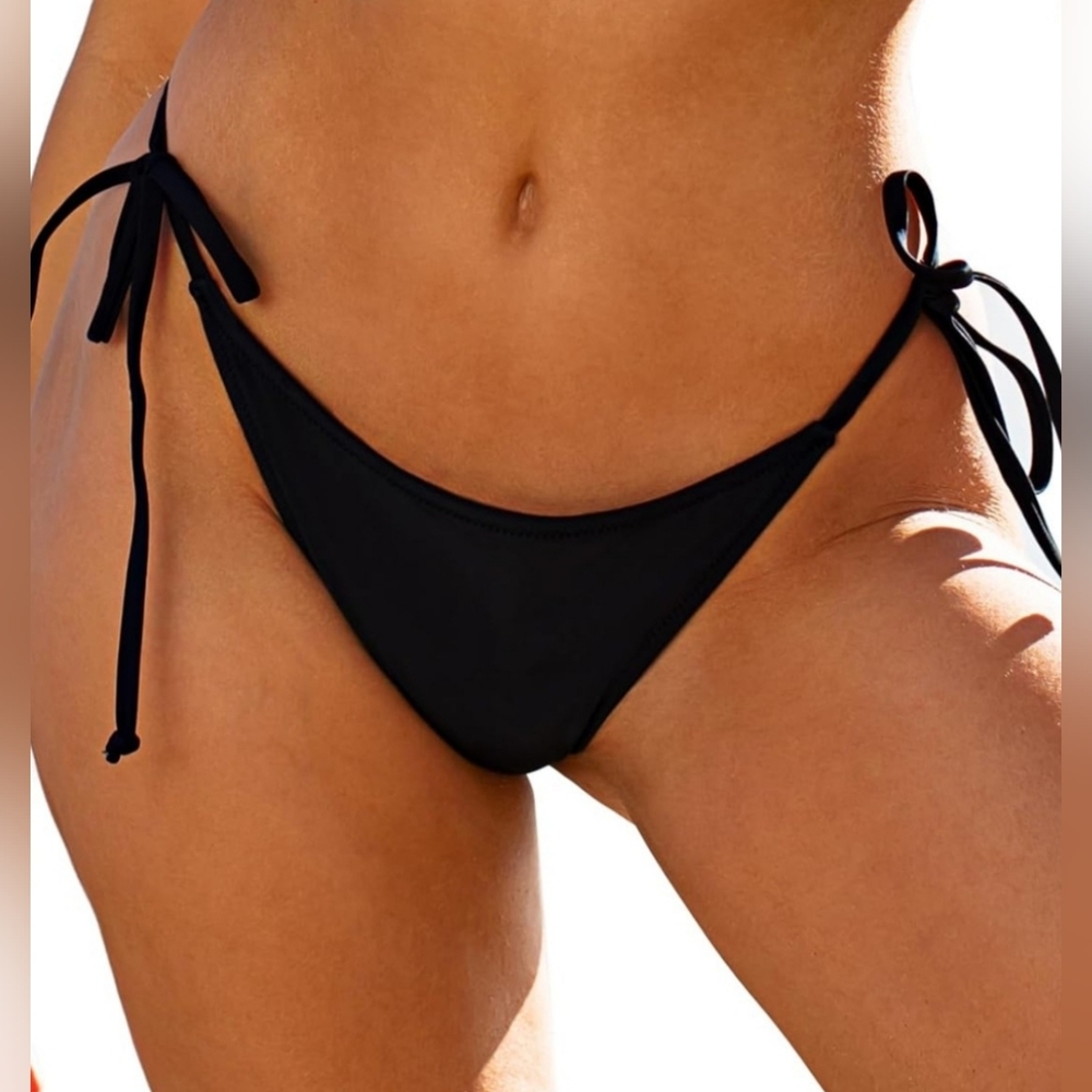 RELLECIGA Black Tie-Side Bikini Bottom C292